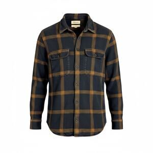 Men's Madewell Brushed Flannel Easy Shirt Jacket Navy Casual Cotton Plaid - XL